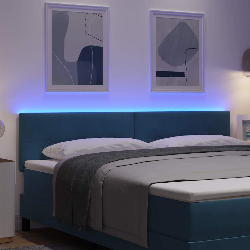 LED Kopfteil mit LED-Lichtleisten Blau 180 cm Samt
