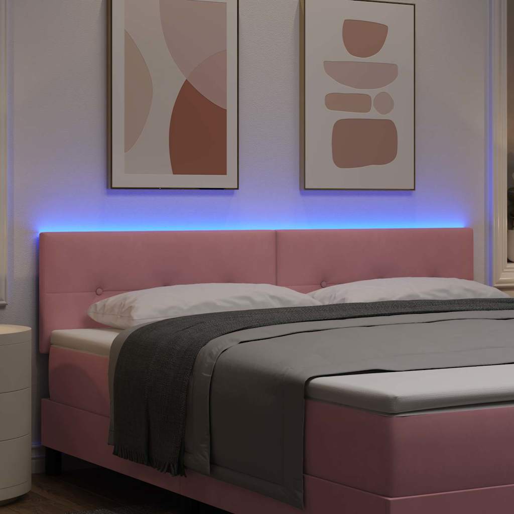 LED Kopfteil mit LED-Lichtleisten Rosa 180 cm Samt
