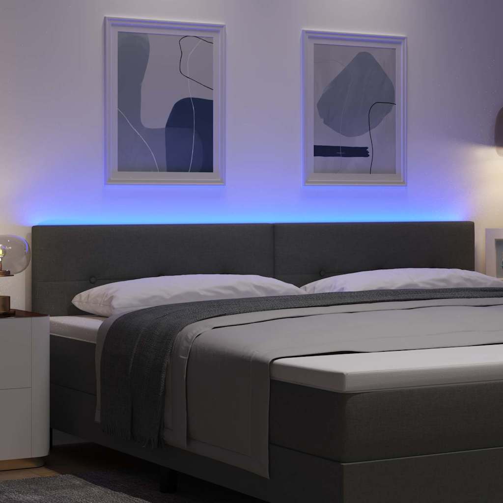 LED Kopfteil mit LED-Lichtleisten Dunkelgrau 200 cm Stoff