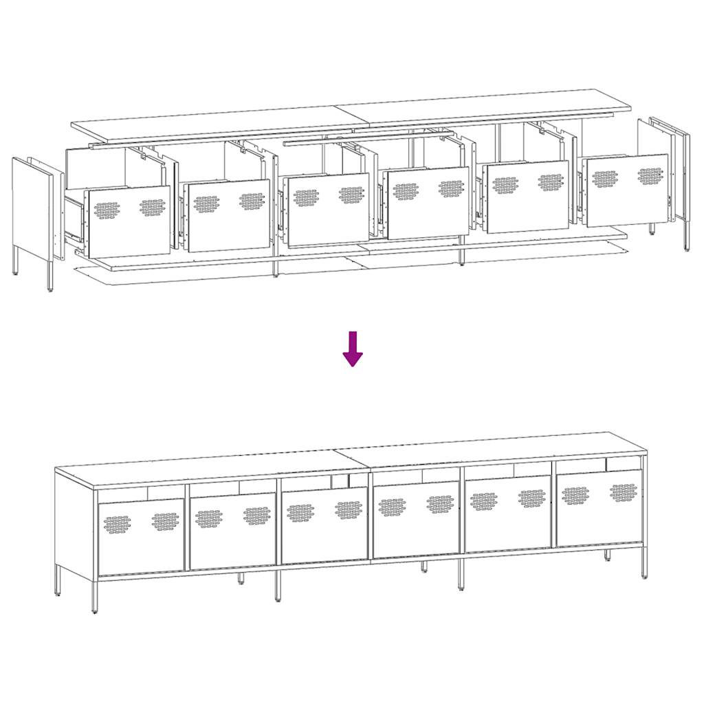 TV-Schrank Schwarz 202x39x43,5 cm Kaltgewalzter Stahl