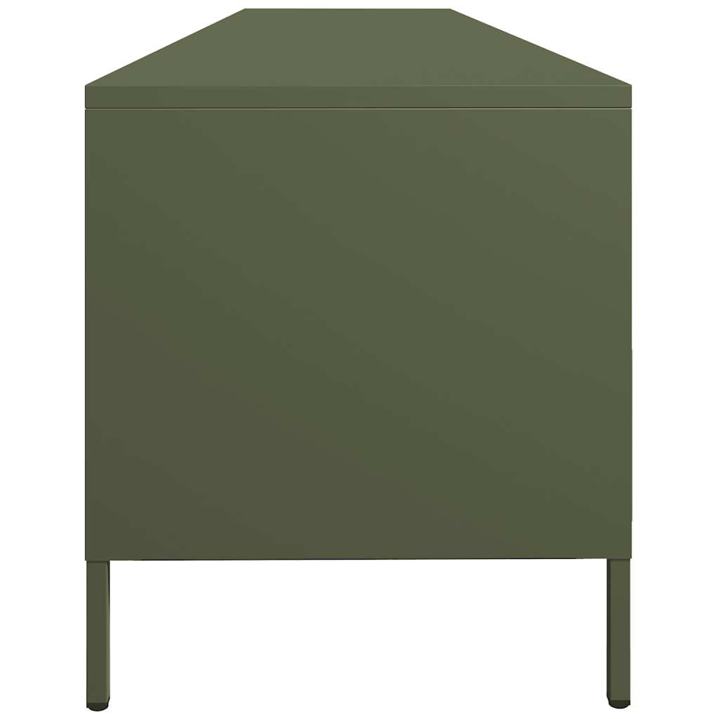 Meuble TV vert olive 202x39x43,5 cm Acier laminé à froid