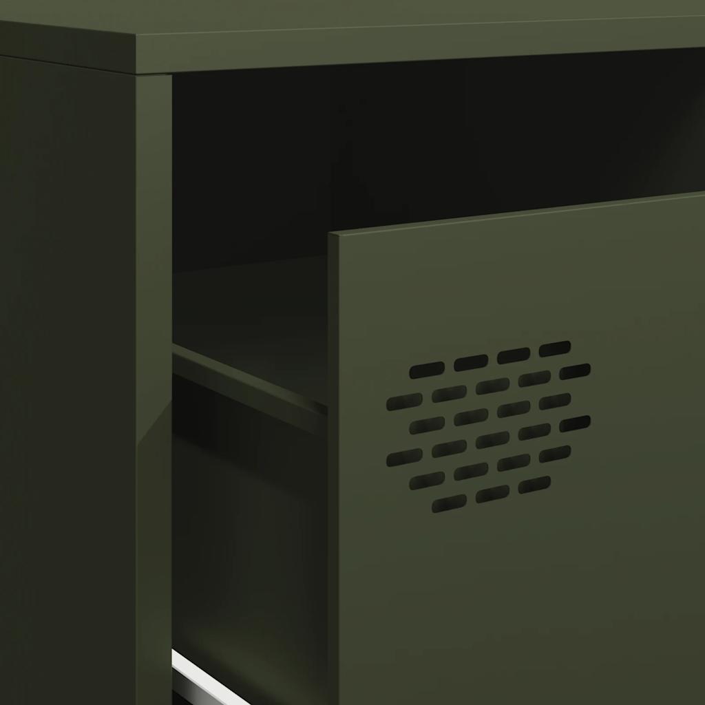 Meuble TV vert olive 202x39x43,5 cm Acier laminé à froid