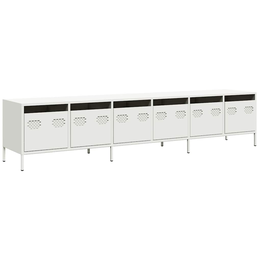 Meuble TV blanc 202x39x43,5 cm acier laminé à froid