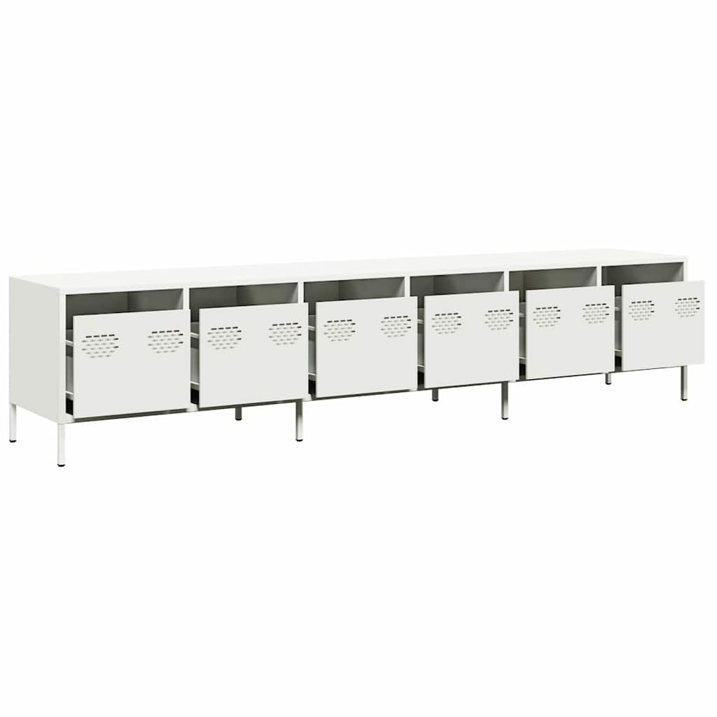 Meuble TV blanc 202x39x43,5 cm acier laminé à froid