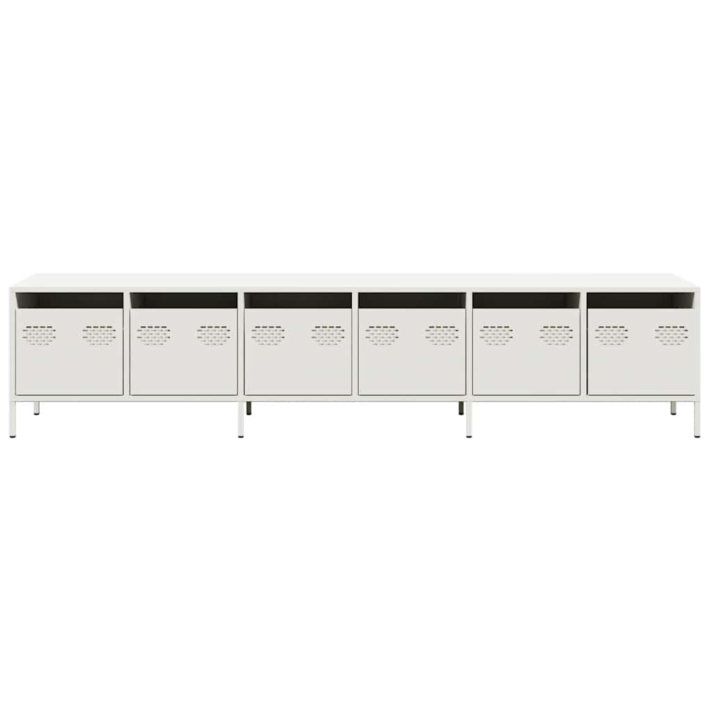 Meuble TV blanc 202x39x43,5 cm acier laminé à froid