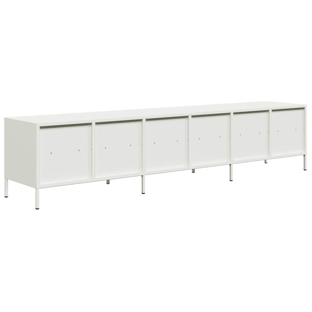 Meuble TV blanc 202x39x43,5 cm acier laminé à froid