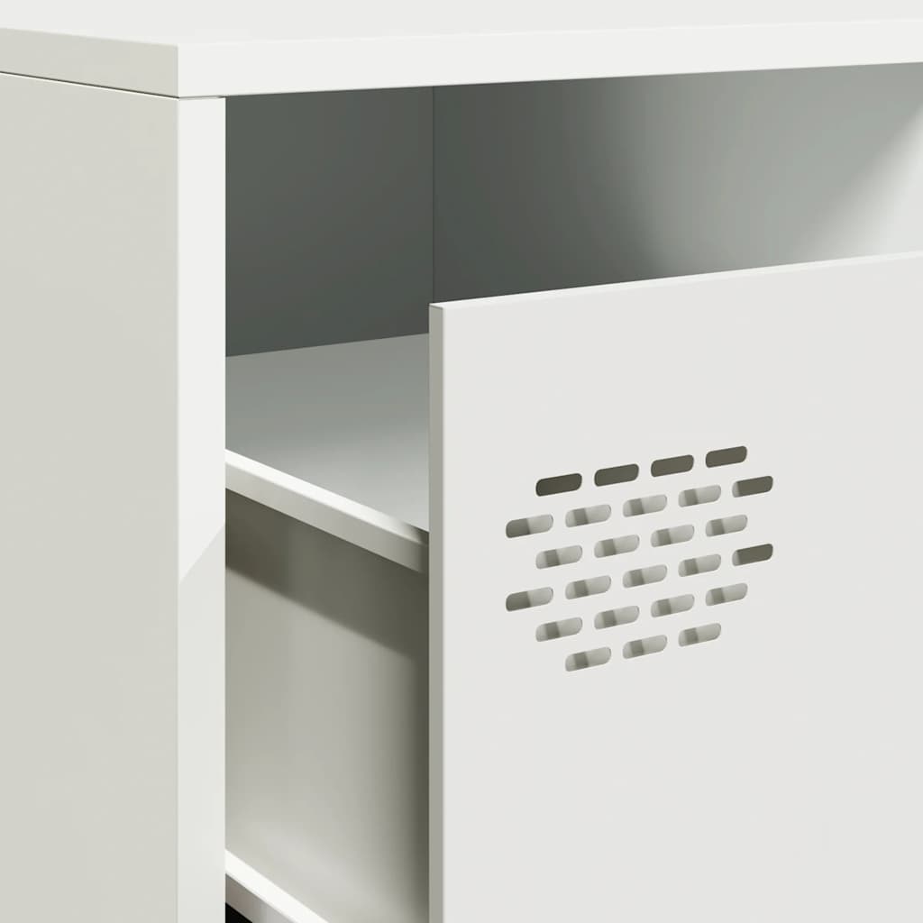 Meuble TV blanc 202x39x43,5 cm acier laminé à froid