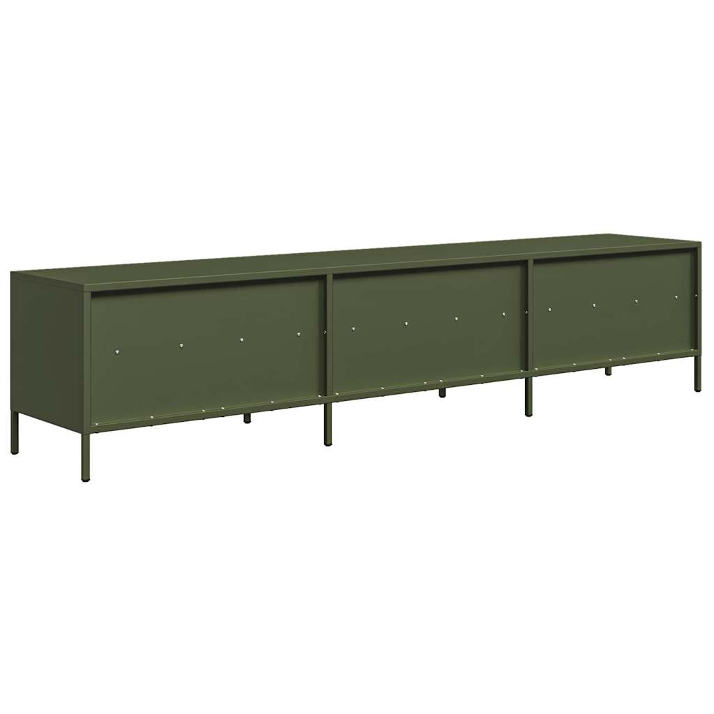 Meuble TV vert olive 202x39x43,5 cm Acier laminé à froid