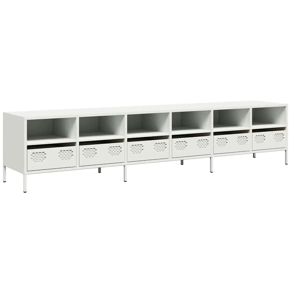 Meuble TV blanc 202x39x43,5 cm acier laminé à froid