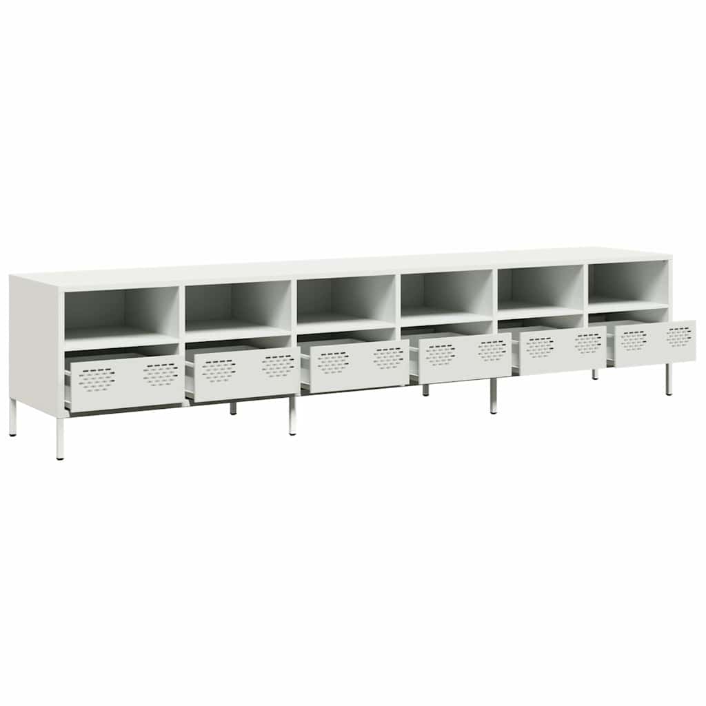 Meuble TV blanc 202x39x43,5 cm acier laminé à froid