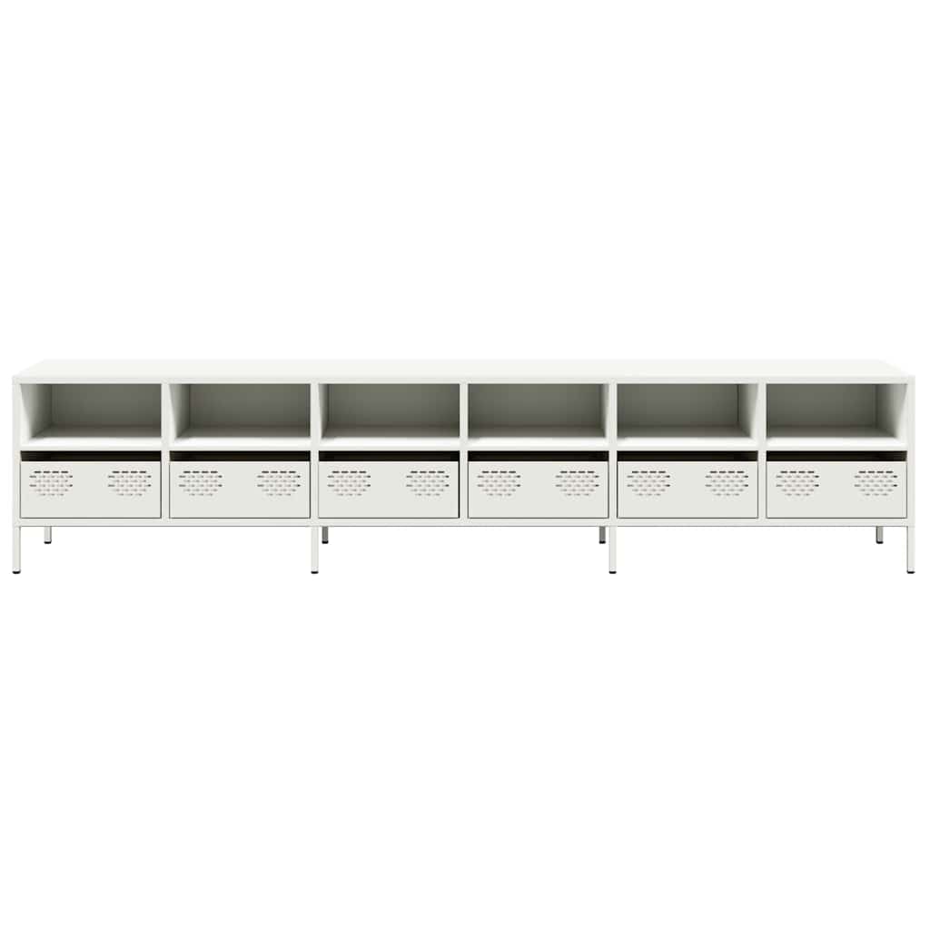 Meuble TV blanc 202x39x43,5 cm acier laminé à froid