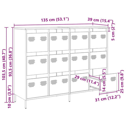 Sideboard Weiß 135x39x103,5 cm Kaltgewalzter Stahl