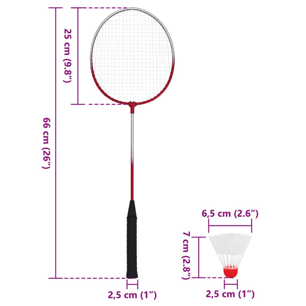Badminton-Set mit 4 Schlägern und Netz 620x151 cm