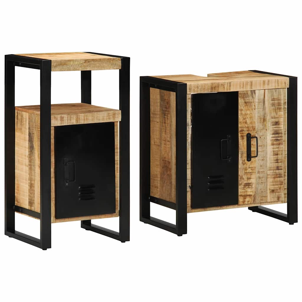 Badezimmermöbel-Set 2 stk. Braun und Schwarz 55 x 35 x 60 cm