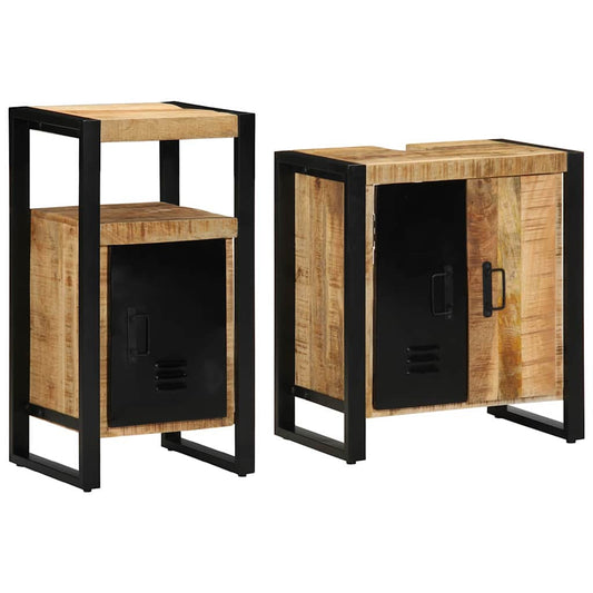Badezimmermöbel-Set 2 stk. Braun und Schwarz 55 x 35 x 60 cm
