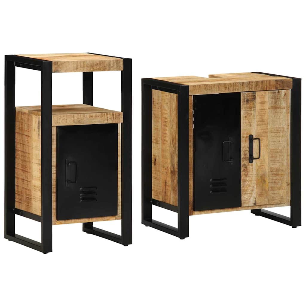 Badezimmermöbel-Set 2 stk. Braun und Schwarz 55 x 35 x 60 cm