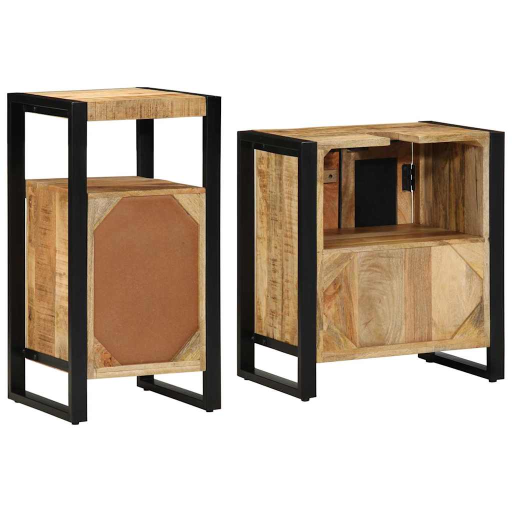 Badezimmermöbel-Set 2 stk. Braun und Schwarz 55 x 35 x 60 cm