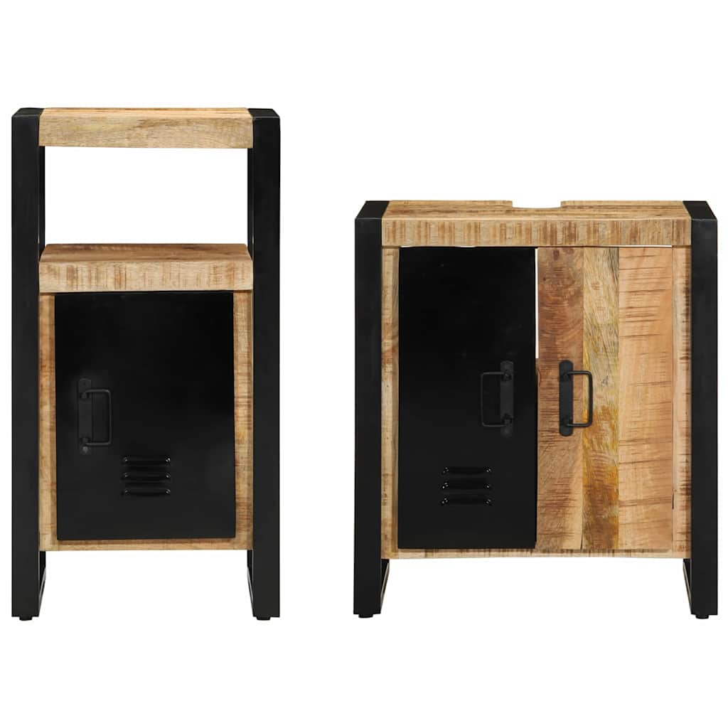 Badezimmermöbel-Set 2 stk. Braun und Schwarz 55 x 35 x 60 cm