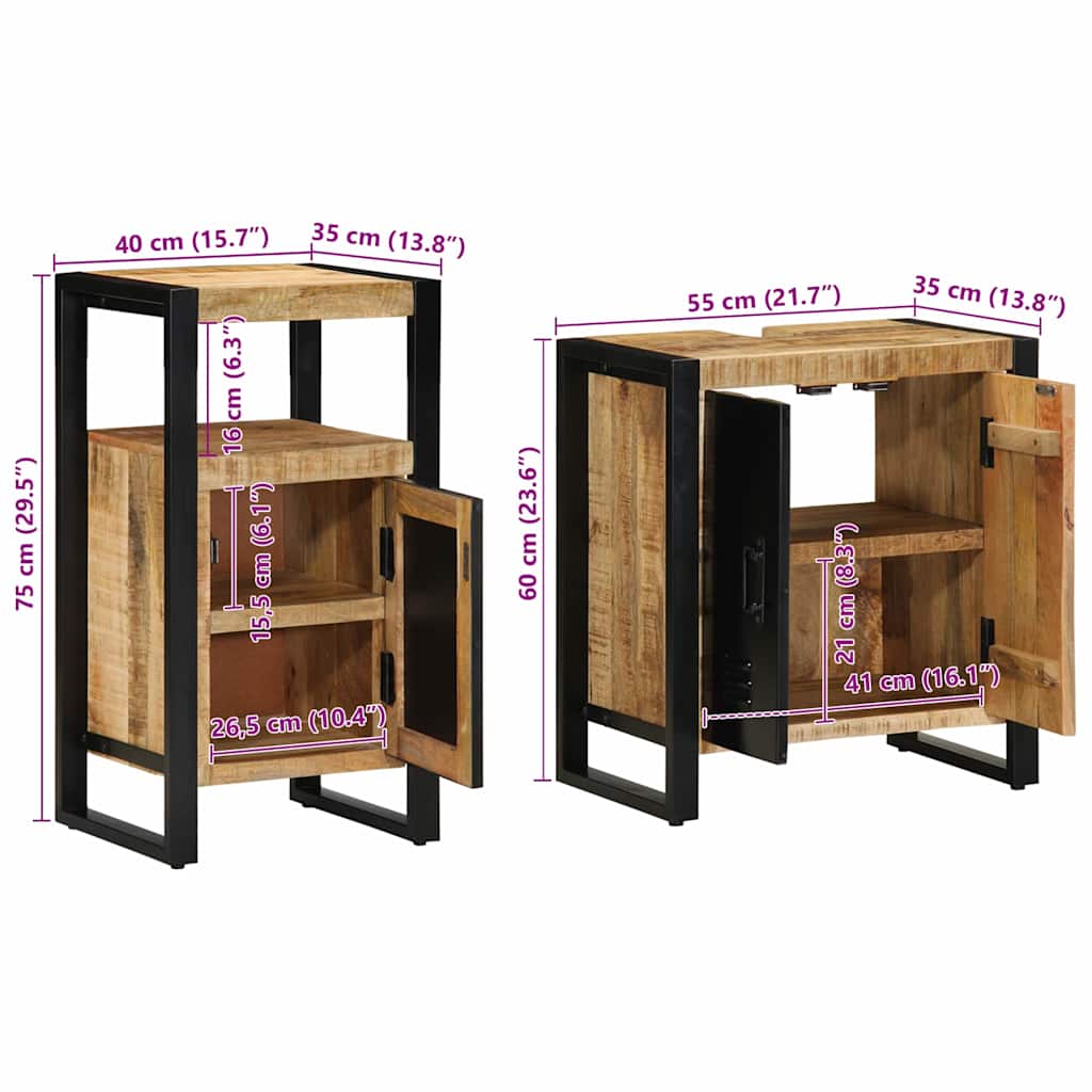 Badezimmermöbel-Set 2 stk. Braun und Schwarz 55 x 35 x 60 cm