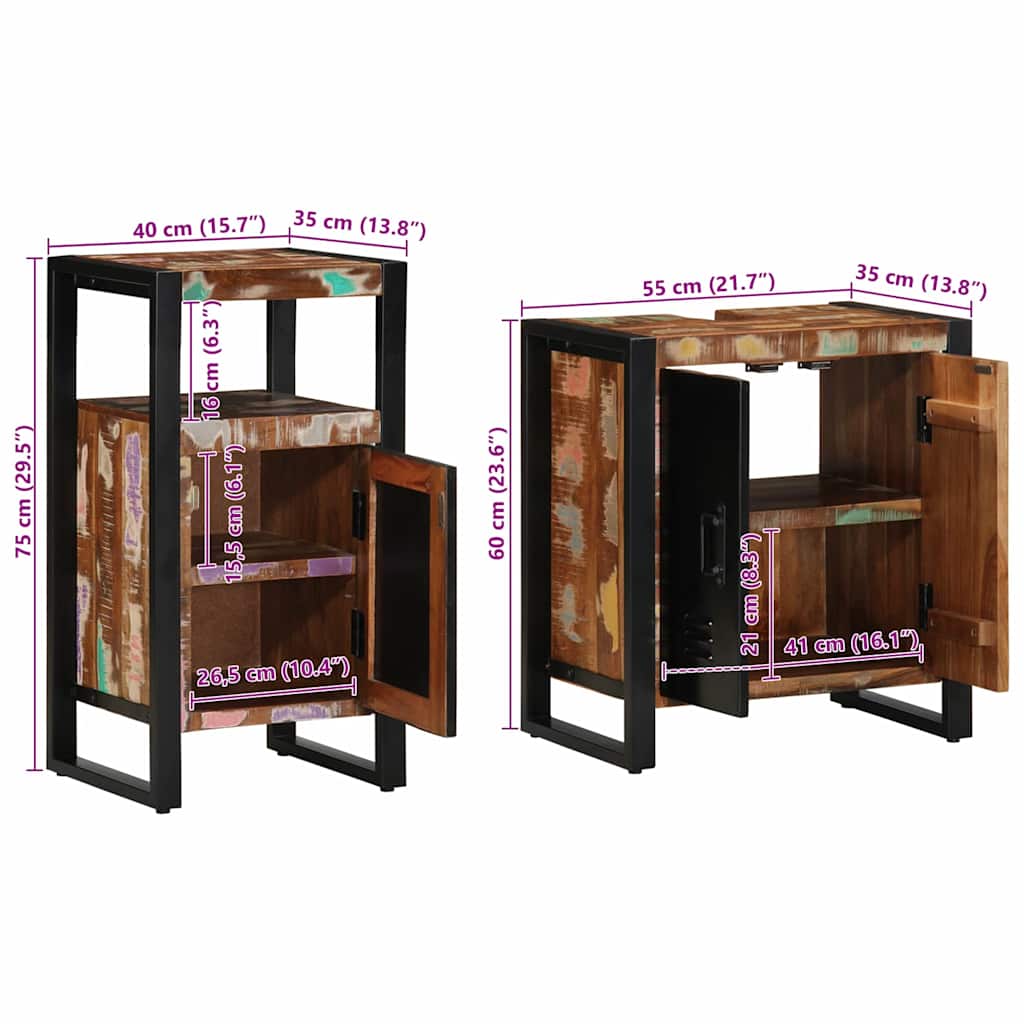 Badezimmermöbel-Set 2 stk. Mehrfarbig und Schwarz