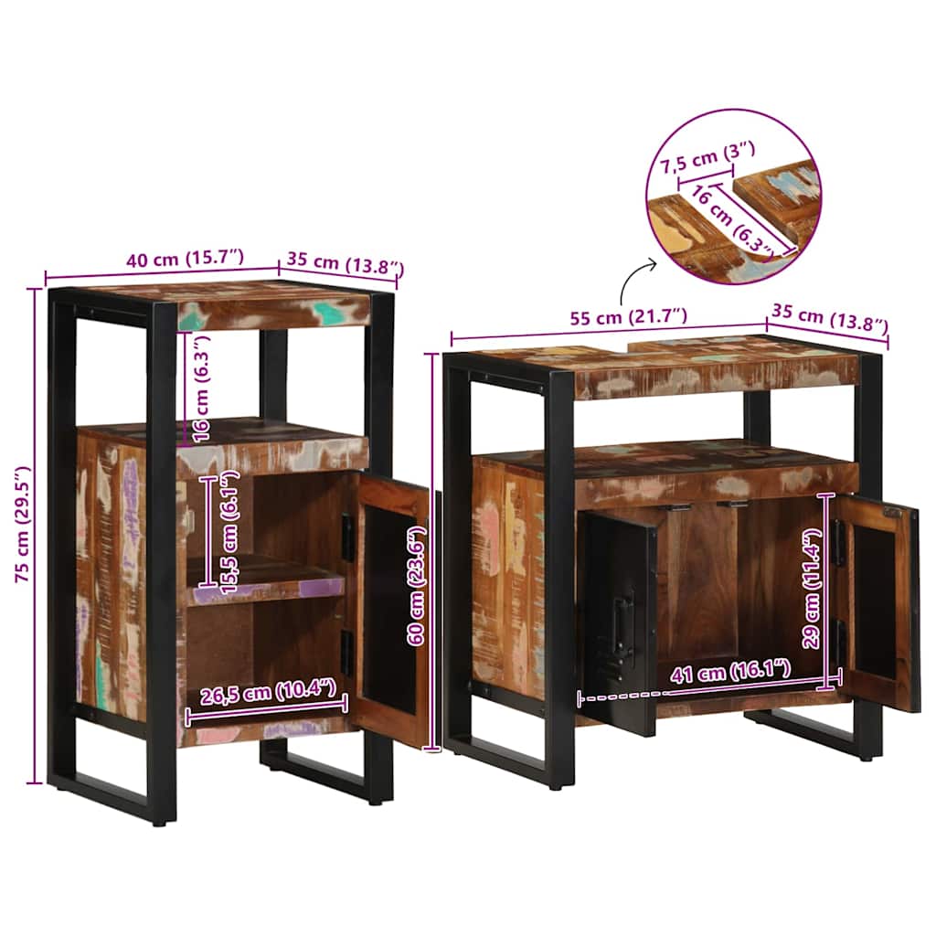Badezimmermöbel-Set 2 stk. Braun 55 x 35 x 60 cm