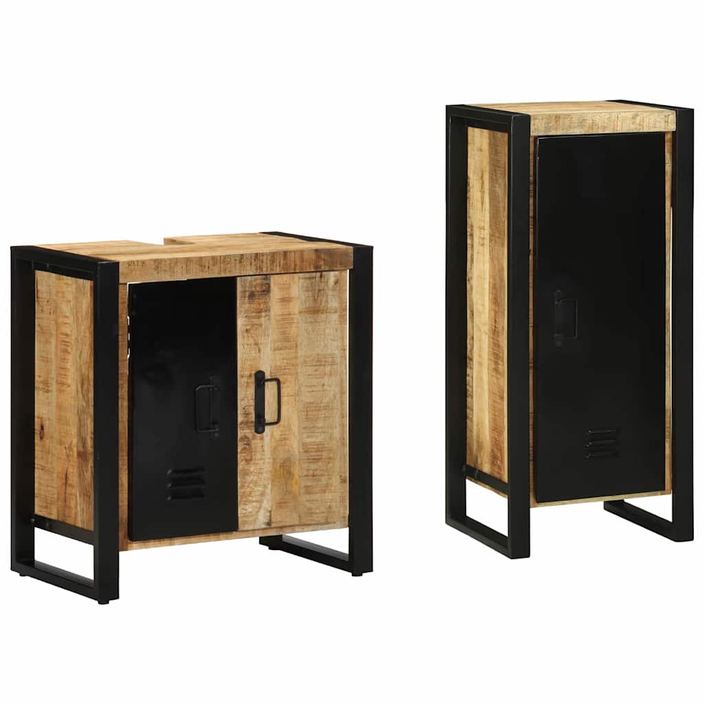 Badezimmermöbel-Set 2 stk. Braun und Schwarz 40 x 35 x 90 cm