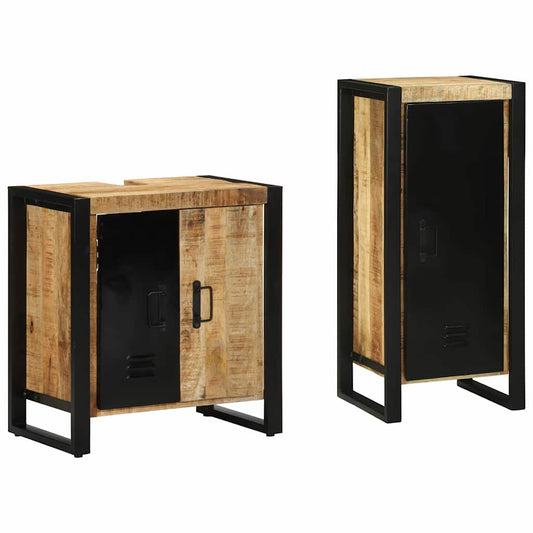 Badezimmermöbel-Set 2 stk. Braun und Schwarz 40 x 35 x 90 cm