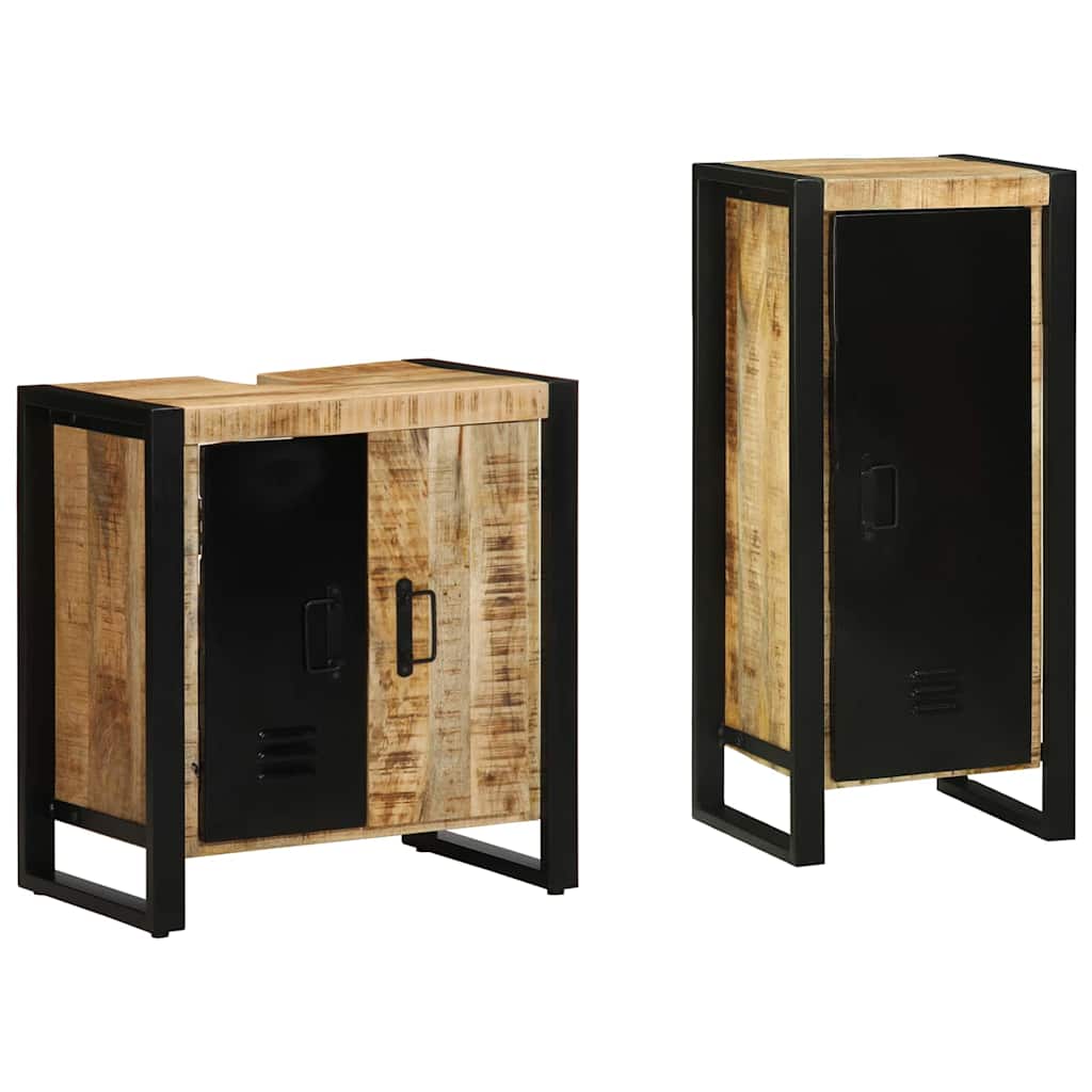 Badezimmermöbel-Set 2 stk. Braun und Schwarz 40 x 35 x 90 cm