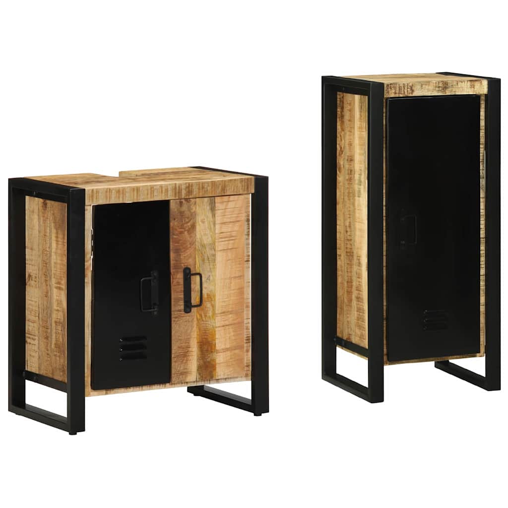Badezimmermöbel-Set 2 stk. Braun und Schwarz 40 x 35 x 90 cm
