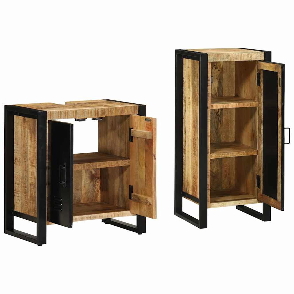 Badezimmermöbel-Set 2 stk. Braun und Schwarz 40 x 35 x 90 cm