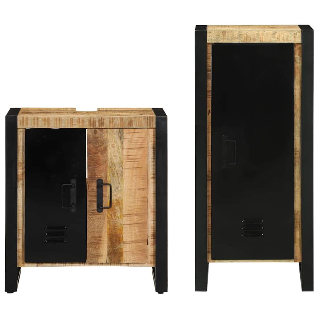Badezimmermöbel-Set 2 stk. Braun und Schwarz 40 x 35 x 90 cm