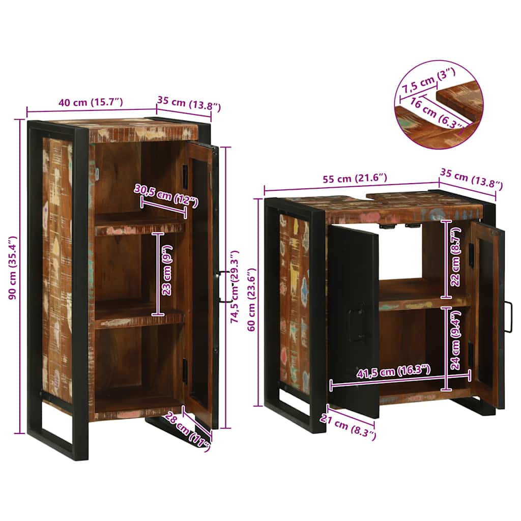 Badezimmermöbel-Set 2 stk. Mehrfarbig 55 x 35 x 60 cm