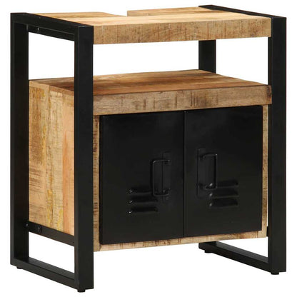 Badezimmermöbel-Set 2 Stk. Braun und Schwarz Massivholz Mango