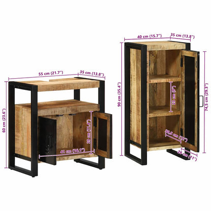 Badezimmermöbel-Set 2 Stk. Braun und Schwarz Massivholz Mango