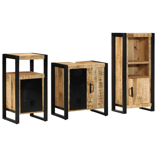 Badezimmermöbel Set mit Regal 3 pcs Braun Massives Mango-Holz