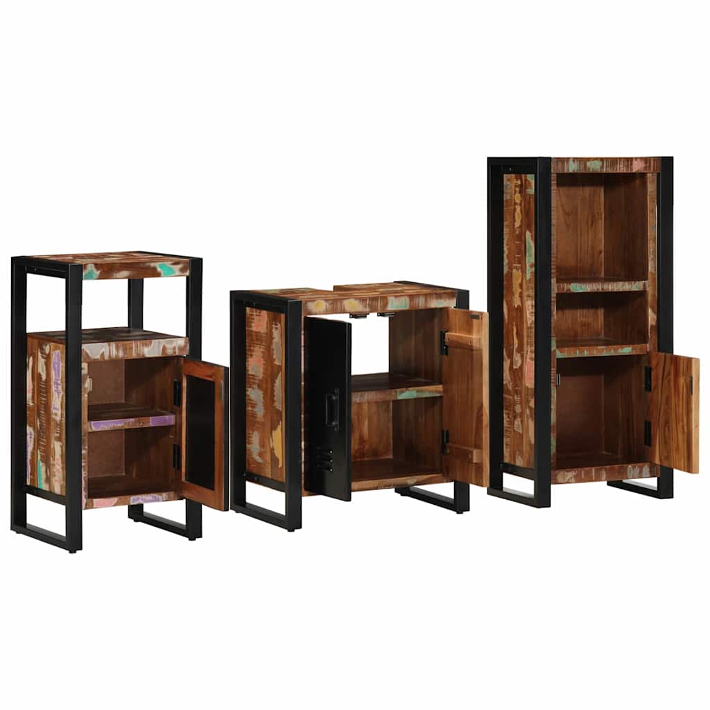 Badezimmermöbel-Set 3 stk. Mehrfarbig und Schwarz