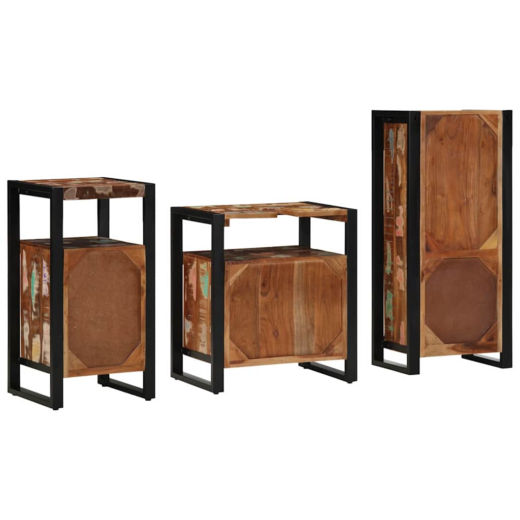 Badezimmermöbel-Set 3 stk. Mehrfarbig und Schwarz