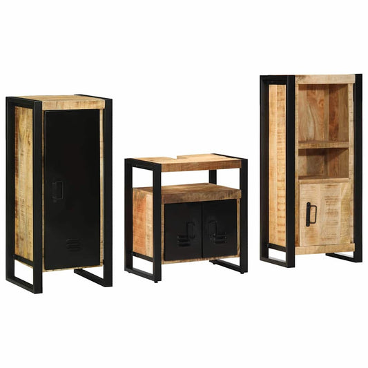 Badezimmermöbel Set mit Regal 3 pcs Braun Massives Mango-Holz