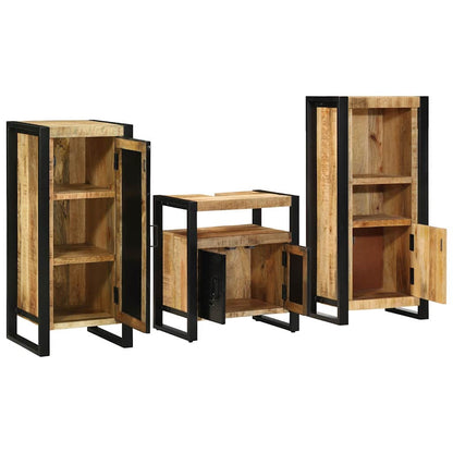 Badezimmermöbel-Set 3 Stk. Braun und Schwarz Massivholz Mango