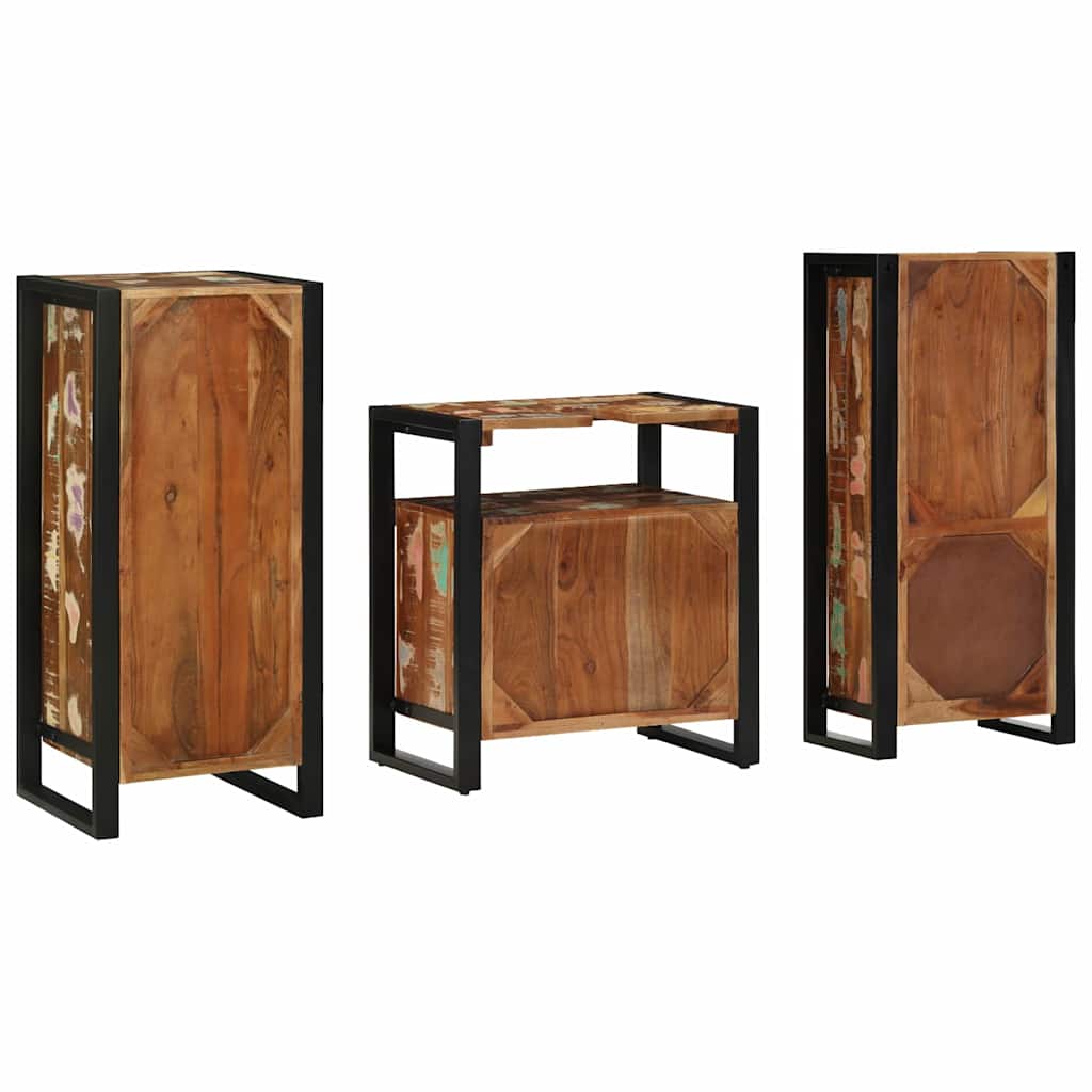 Badezimmermöbel-Set 3 stk. Mehrfarbig und Schwarz