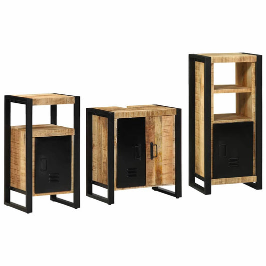 Badezimmermöbel Set mit Regal 3 pcs Braun Massives Mango-Holz