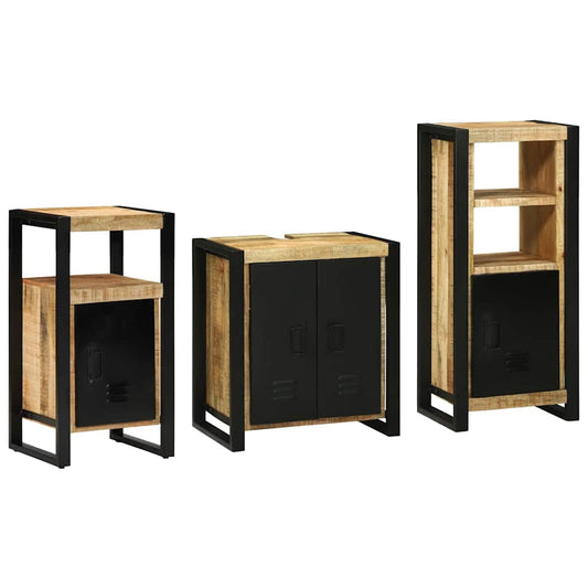 Badezimmermöbel Set mit Regal 3 pcs Braun Massives Mango-Holz