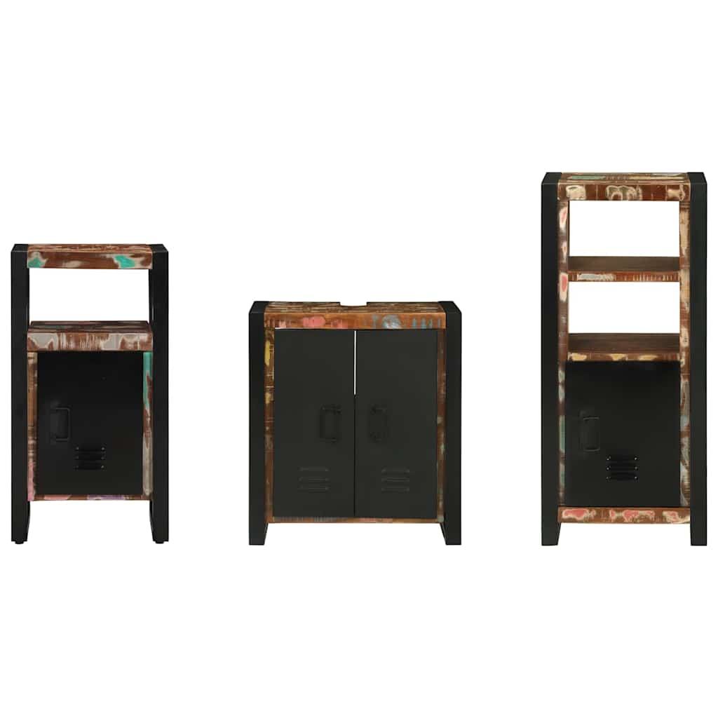 Badezimmermöbel-Set mit Regal 3 pcs Massives upgecyceltes Holz