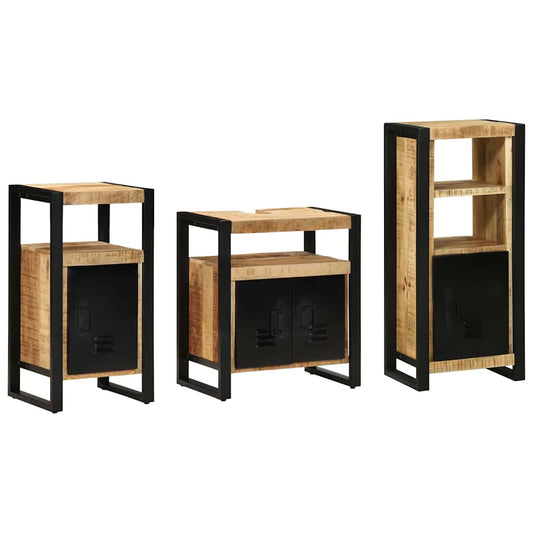 Badezimmermöbel Set mit Regal 3 pcs Braun Massives Mango-Holz