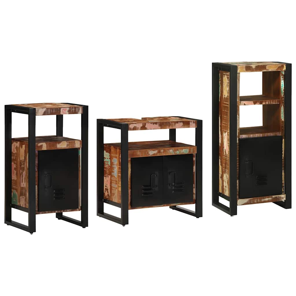 Badezimmermöbel-Set mit Regal 3 pcs Massives upgecyceltes Holz