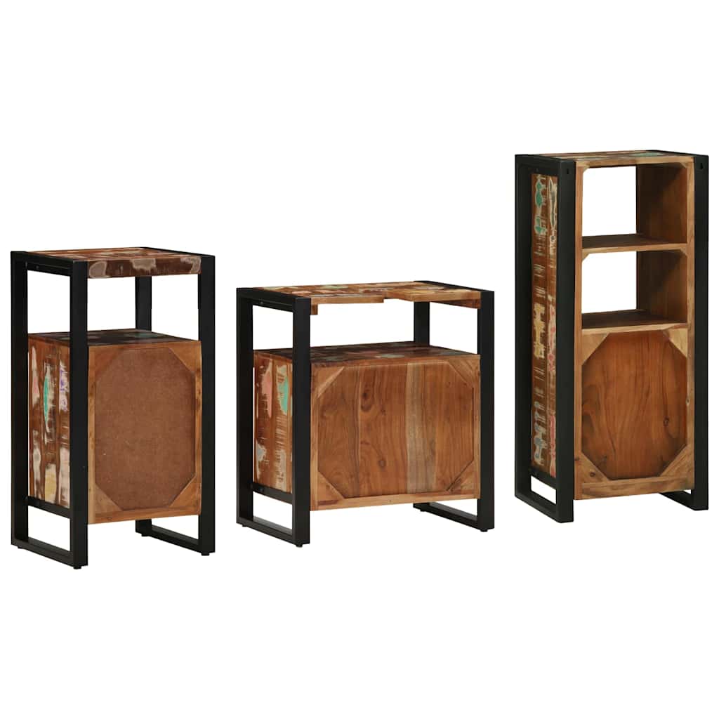 Badezimmermöbel-Set mit Regal 3 pcs Massives upgecyceltes Holz
