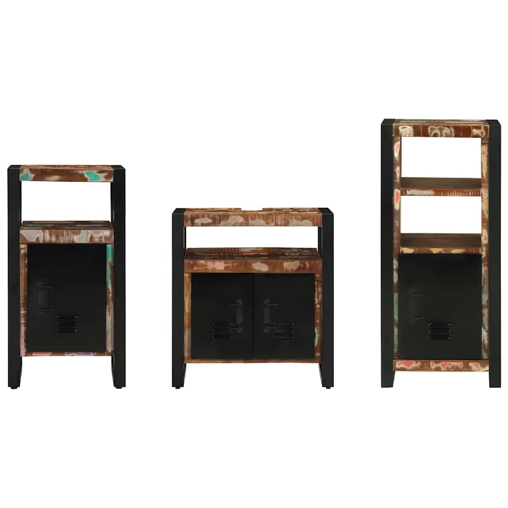 Badezimmermöbel-Set mit Regal 3 pcs Massives upgecyceltes Holz