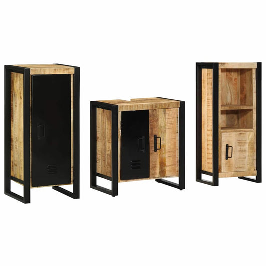 Badezimmermöbel Set mit Regal 3 pcs Braun Massives Mango-Holz