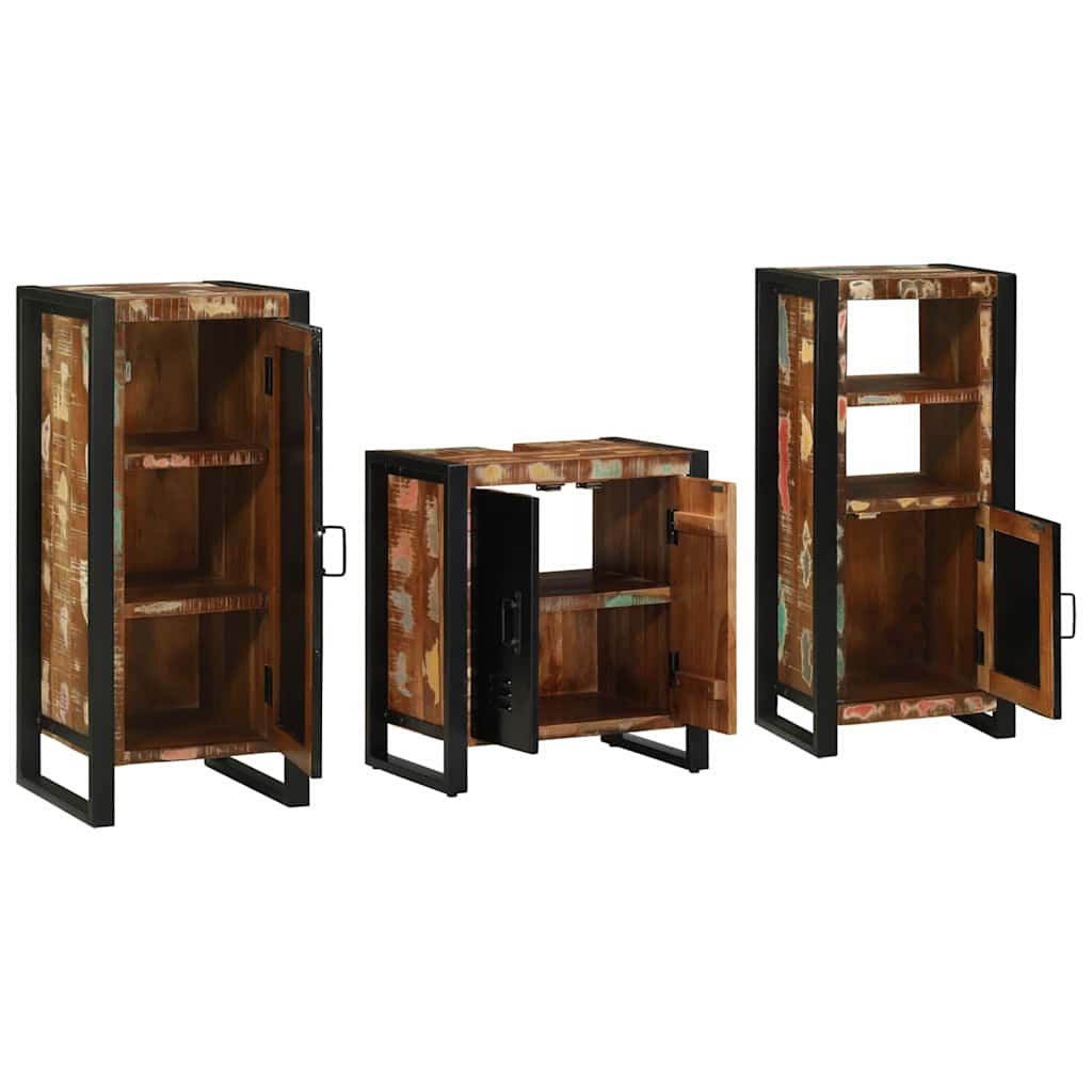 Badezimmermöbel-Set 3 stk. Mehrfarbig und Schwarz
