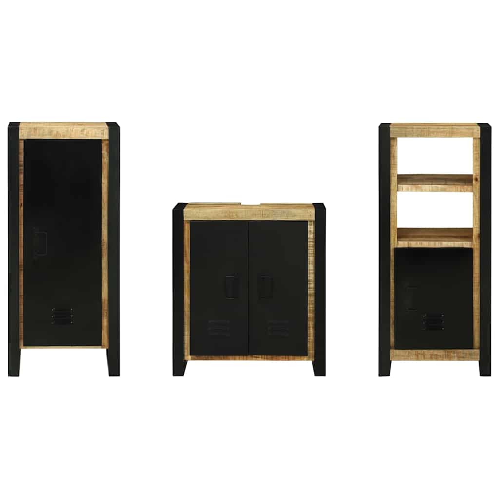 Badezimmermöbel-Set mit Regal 3 pcs Braun Massivholz Mango